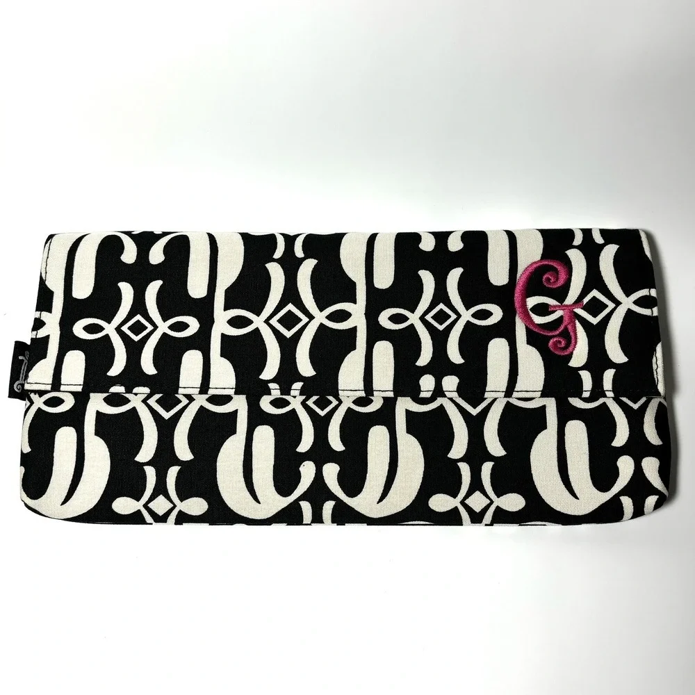 Envelope Style Clutch Bag Purse Black White Geometric Initials Inc. 'G' Monogram